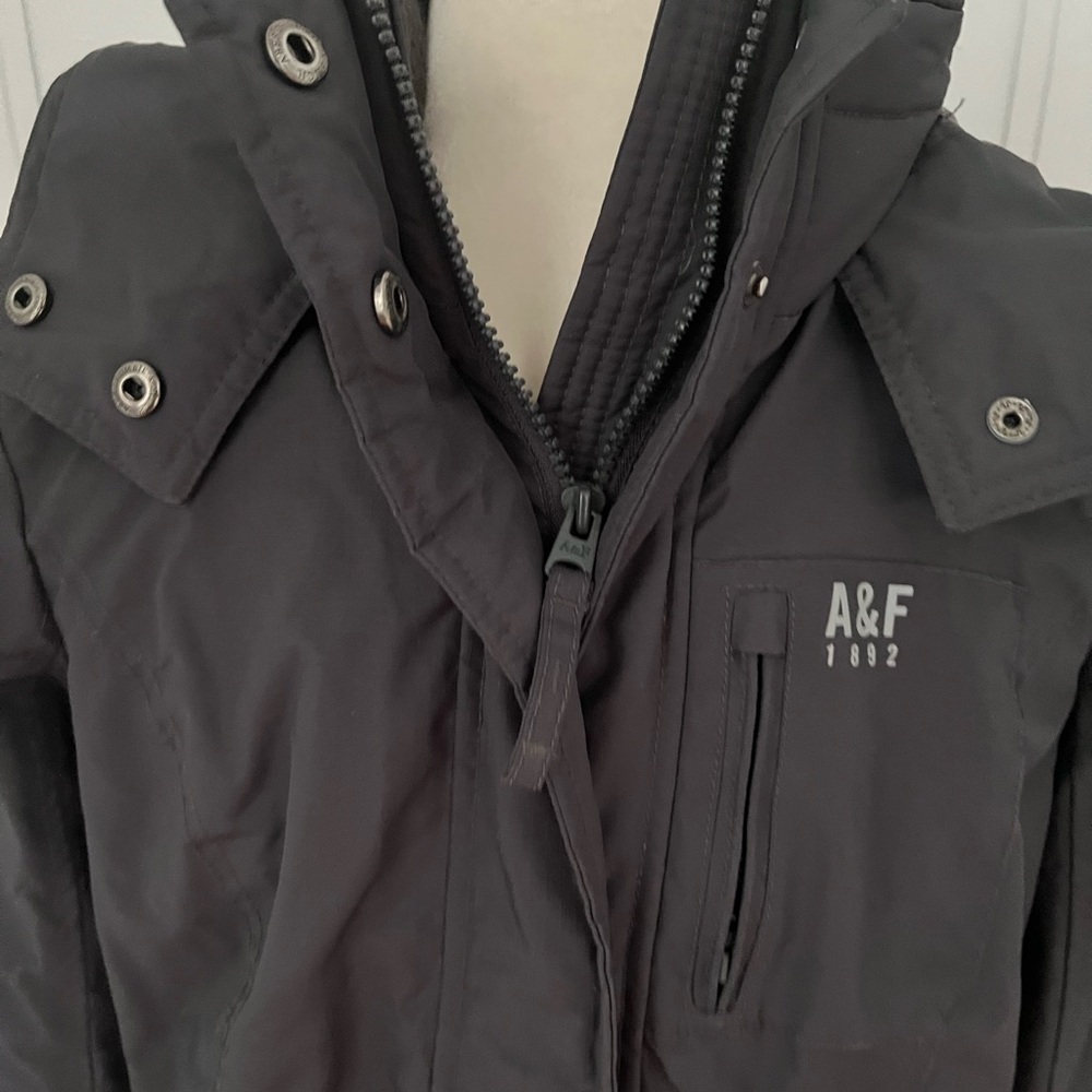 Abercrombie & Fitch Grey Hooded Fleece lined Jacket